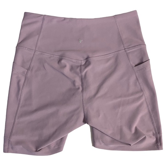Old Navy High Rise Lavender Lilac Biker Shorts Powersoft Compression Go-Dry L - Picture 2 of 15